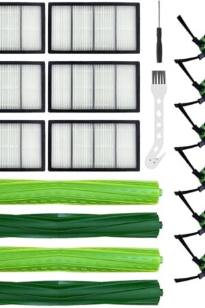 16 Pcs Accessories Compatible with iRobot Roomba s9 (9150) s9+ s9 Plus (9550) s Series Vacuum Cleaner, 2 Set Main Rubber Brushes,6 Side Brushes,6 HEPA Filters,2 Tools