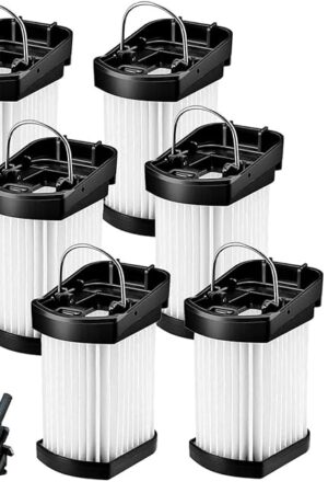 6-Pack HEPA Replacement Filters Compatible with Shark WANDVAC Power Pet WV401BL WV401PK WV403BR WV410BL WV410GN WV410PR, Compare to Part # XFFWV400, Includes Cleaning Brush