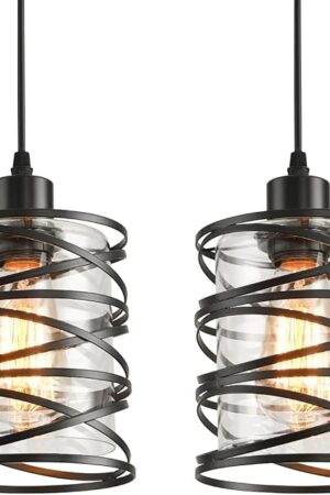 Black Spiral Cage Pendant Lights