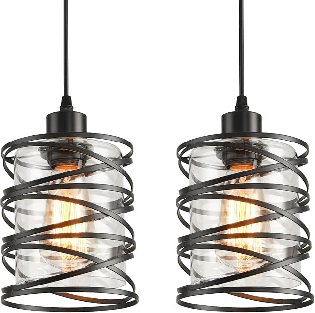 Black Spiral Cage Pendant Lights