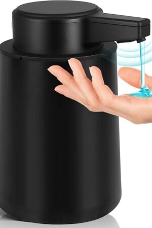 Automatic Soap Dispenser Liquid Touchless: 9oz Plastic Black 3-Level Adjustable Modern Rechargeable Electric Smart Auto Soap Dispenser - Bathroom Kitchen Hand Dish Lotion