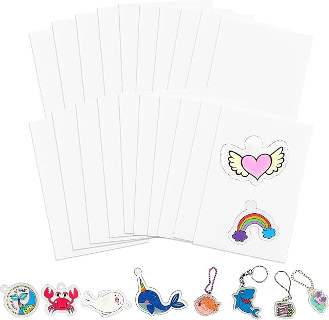 The Shrinky Dink Sheets, Shrink Plastic Sheets for Crafts 7.9×5.7 inch Shrinky Dink Paper Shrink Film Sheets for Kids Craft Marking, DIY Jewelry Keychains Making - 20 Pieces