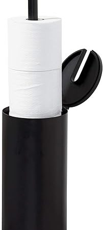 Zenna Home Easy Access Matte Black Toilet Paper Holder, Rustproof, Holds 3 Rolls, Toilet Paper Storage with Lid and Easy Grip Handle, Bath Tissue Holder with Lid, Matte Black