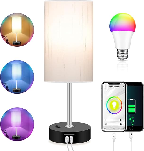 Bedroom Lamp Table Lamp Bedside Lamp Smart Nightstand Light Multicolor Changing