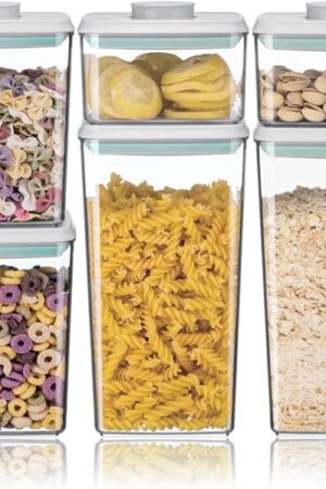 Ankou Airtight Food Storage Container Sets with Lids 6Pcs Pop Containers for Kitchen Pantry Organization BPA-Free Stackable Kitchen Storage Containers for Cereal Flour Sugar (0.5, 1.2, 1.8qt)*2