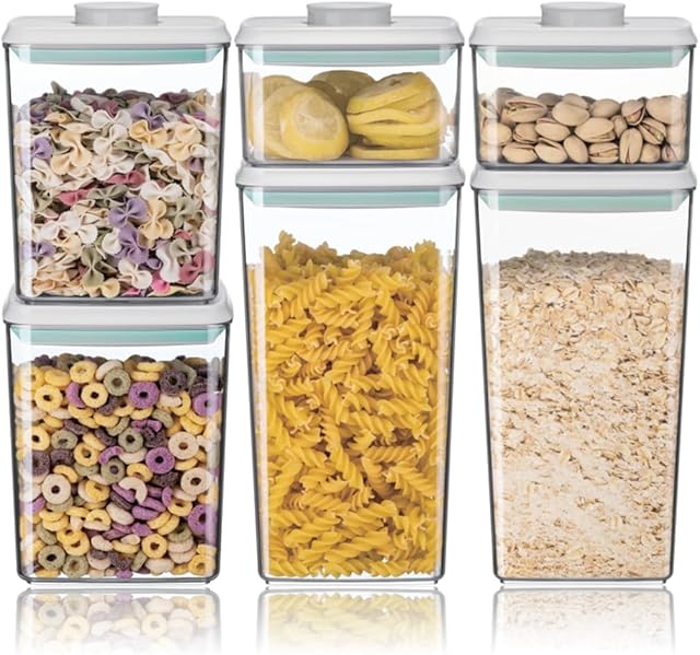 Ankou Airtight Food Storage Container Sets with Lids 6Pcs Pop Containers for Kitchen Pantry Organization BPA-Free Stackable Kitchen Storage Containers for Cereal Flour Sugar (0.5, 1.2, 1.8qt)*2