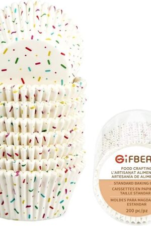 Candy White Cupcake Liners - Gifbera Standard Baking Cups Odorless Greaseproof Paper Muffin Wrappers, Pack of 200