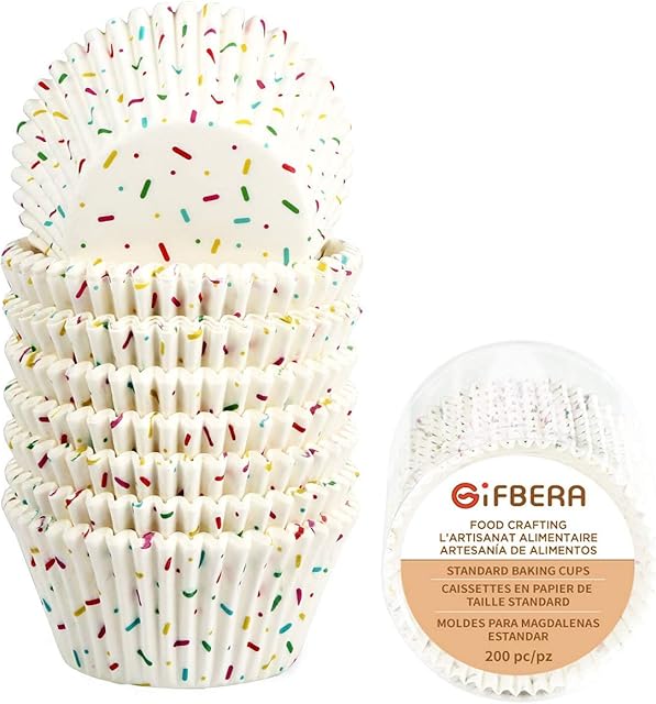 Candy White Cupcake Liners - Gifbera Standard Baking Cups Odorless Greaseproof Paper Muffin Wrappers, Pack of 200