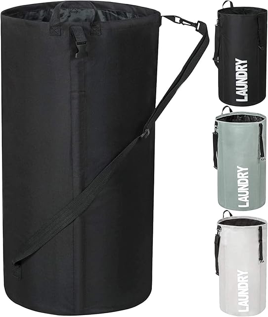 Chrislley 106L Extra Large Laundry Hamper with Drawstring Dorm Room Backpack Laundry Bag Collapsible Laundry Basket for College Students Travel Day Trip(Black)