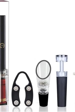 Air Pressure Pump Bottle Opener With Foil Cutter,Aerator Pourer,Vacuum Stopper(4PCS),Simple Cork Remover,Efficient Corkscrew Bottle Opener,Great For Wine Lovers,Perfect Wine Gift.