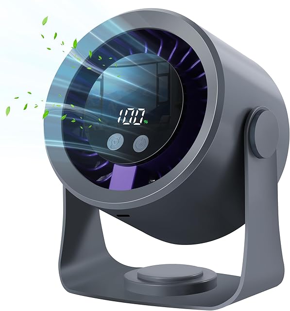 Desktop Circulation Fan,360° Rotation&1-120Speeds,Rechargeable Small Fans for Bedroom with 4000mAh Battery,Portable Cordless Fan for Home,Office,Travel,Kitchen,Camping