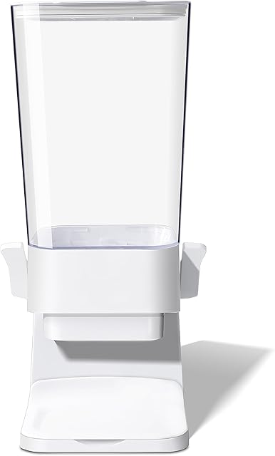 Cereal Dispenser Countertop, 5L Cereal Containers Storage Dispenser for Pantry, Large Dry Food Cereal Dispenser, Not Easy to Crush Cereal, Can Hold Oatmeal, Candy, Snack, Grain, Pet Food (White, 1Pc)