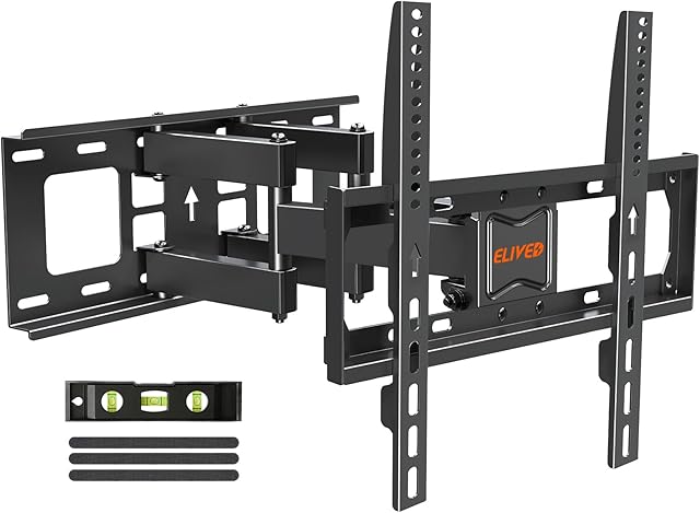 ELIVED UL Listed TV Wall Mount for Most 26-65 Inch tvs, Full Motion TV Mount with Swivel and Tilt, Wall Mount Bracket Max VESA 400x400mm, Holds up to 99 lbs.