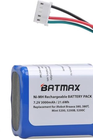 Batmax 3000mAh Ni-MH Battery Compatible with iRobot Braava 380 380t 390t Mint 5200 5200B 5200C Vacuum Cleaner