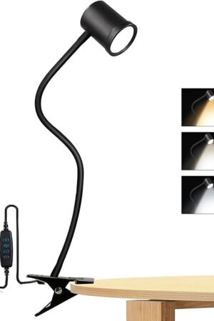 3 Modes & 10 Brightness Clip-on Reading Light - Desk Lamp with 360 Gooseneck & Memory Function for Bed, Books & Headboard