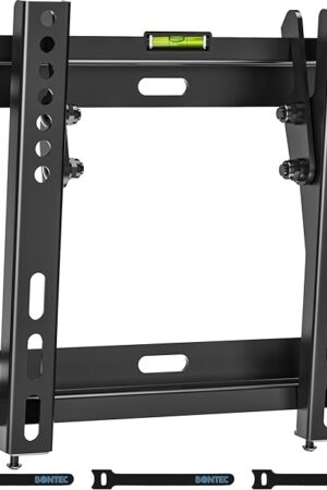 BONTEC TV Wall Mount Bracket, Fixed for 17-45 inch LED, OLED, LCD Flat Screen TVs up to 66lbs, Low Profile Ultra Slim Tilt Mount, Max VESA 200x200mm, Easy Installation, Fits 8" Wood Studs