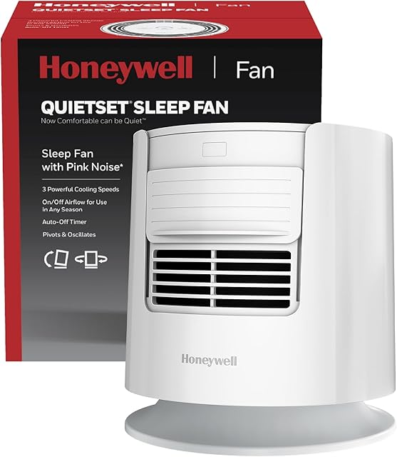 Honeywell QuietSet Tabletop Sleep Fan W 7.0" x H 7.4" x L 7.0" HTF300W