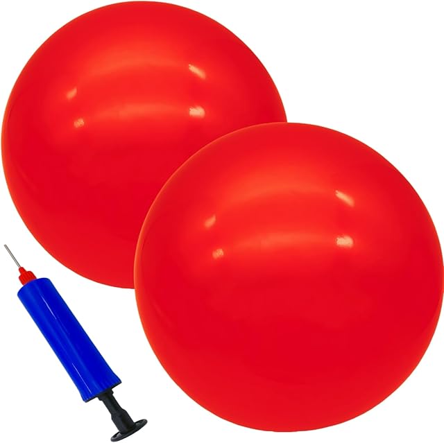 The 2 Pcs 9 Inch Inflatable Bouncy Balls with Hand Air Pump for Indoor Outdoor Play Balls for Kids