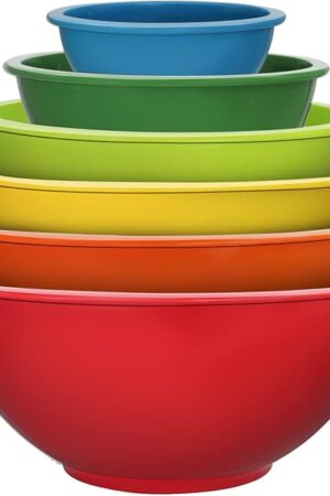 Classic Mixing Bowl Set, Microwave and Dishwasher Safe,Ideal for Baking, Prepping, Cooking and Serving Food (Set of 6) (Red)
