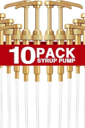 10 Pcs Gold Coffee Syrup Pumps, Compatible with 25.4 Oz/750ml Bottles, Great for Home & Coffee Bar Drinking Mixes, Tea, Beverage, Cocktails