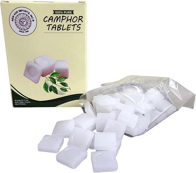 Camphor Tablets 90 Grams Pack Inscent | Premium Quality Refined Camphor Blocks 100% Natural for Incense, Insenses Aromatherapy, Odor Eliminator, Puja, Alcanfor by New Age Imports, Inc.®