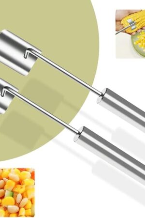 Corn Peeler,New Long Handle Stainless Steel Corn Stripper Tool, Corn on the Cob Remover, Corn Peeling Tool,Corn Cutter to Cut Corn off the Cob,Suitable for Kitchen and Outdoor Dining (2 Pcs)