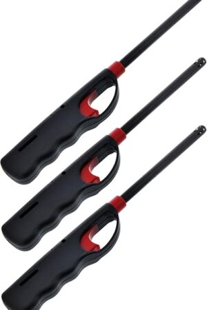 3 Pack - Handi Flame BBQ Grill Click Lighter Refillable Candle Fireplace Kitchen Stove Wind Resitent Long Stem