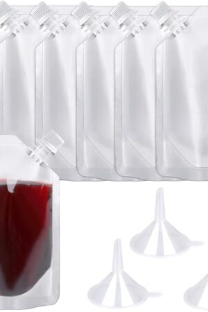 24 Pcs Plastic Flasks, 8 Oz Concealable and Reusable Drink Pouches, Leak-Proof Food Grade Plastic for Travel