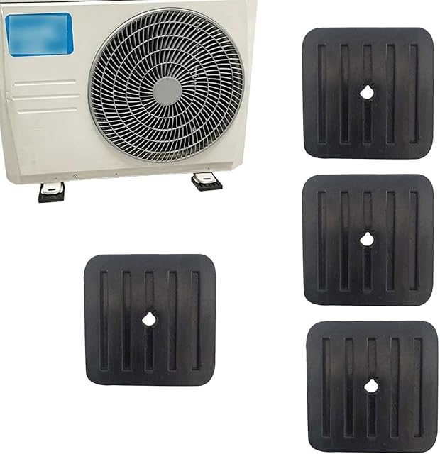 4 Pcs Mini Split Anti-Vibration Pads, Air Conditioner Shock Pad, Wall Mounting Bracket Rubber Isolator Pad for Ductless Split Air Conditioner Condenser Heat Pump System Outdoor Condenser Unit A/C HVAC