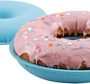 Webake Jumbo Silicone Donut Cake Pan Non-Stick Bagel Cake Mold 10 inch Set of 2 Halves Baking Molds