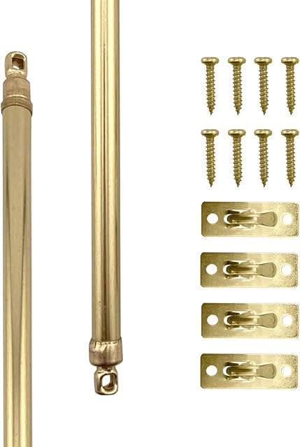 Amazing Drapery Hardware Swivel Sash Curtain Rods with Brass Finish, Set of 2 (Hardware Included) - Adjustable Length 21-38 Inches, Easy to Install Metal Rods for Doors, Windows, and Sidelights