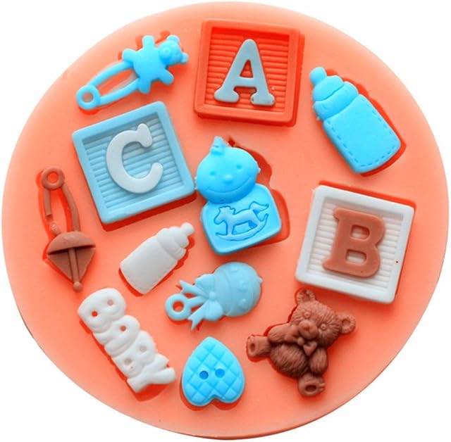 Baby Shower Fondant Mold Silicone Candy Silicone Candy Molds Cake Decorating Tools, Small, Pink