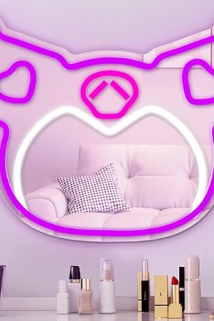 Anime Mirror Neon Sign Dimmable Led Neon Mirror Sign for Dresser Room Decor Anime Wall Mirror Neon Light Up Acrylic Mirror Bedroom Wall Locker Room Living Room