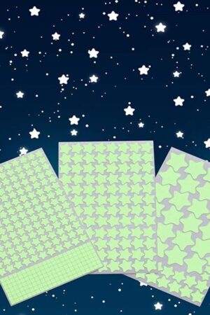 Aooyaoo Glow in The Dark Stars Wall Stickers, 3D Glowing Stars for Ceiling and Wall Decals, Perfect for Kids Bedding Room or Party Birthday Gift (452Pcs, Green)