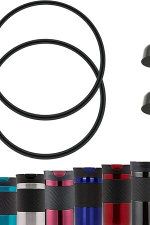 BOSORIO 2 Gaskets and 2 Stoppers Compatible with Contigo Snapseal Byron Travel Mug 16oz & 20oz Replacement Rubber Seal for Contigo Snapseal Lid, Silicone Part for Contigo Coffee Travel Tumbler