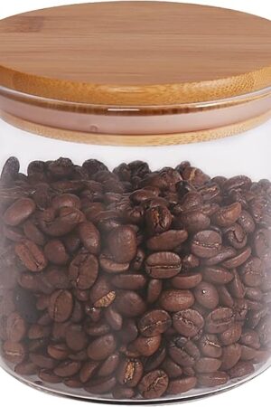 18 Oz/550 ML Glass Jar with Lid, Clear Thickened Version Glass Storage Containers with Sealed Bamboo Lid, For Coffee, Sugar, Spices, Tea, Beans, Candy, Cookie