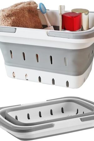 Bath Caddy Bathroom Organizer, Plastic Grey for Bathroom Shower Bedroom Dorm Room Camping RV Use