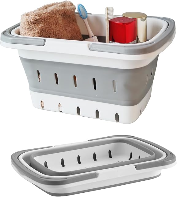 Bath Caddy Bathroom Organizer, Plastic Grey for Bathroom Shower Bedroom Dorm Room Camping RV Use
