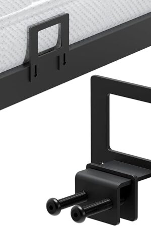6-Pack Non-Slip Mattress Grippers for Metal Bed Frame, Heavy Duty Mattress Gaskets, Adjustable Anti-Slide Brackets, Black – Includes Screws & Allen Wrench