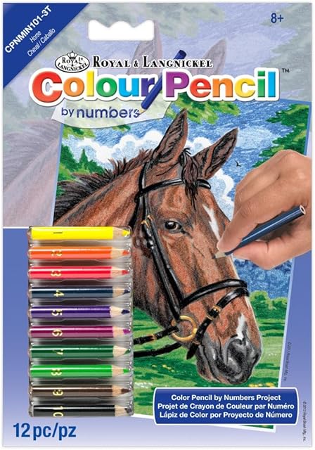 The Royal & Langnickel Mini Colour Pencil By Number Kit: 5x7 Horse