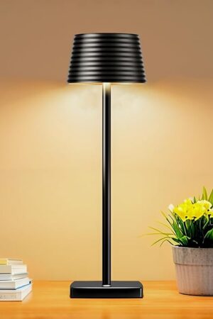 Cordless Rechargeable Table Lamp - IP54 Waterproof 3-Color Touch Dimmable 6000mAh Battery USB Portable LED Light for Outdoor Patio Desk Bedside Restaurant (Black)