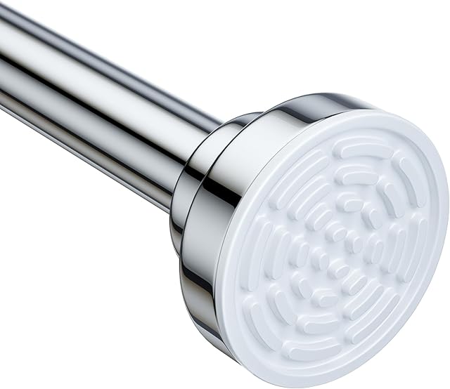 Ausemku Shower Curtain Rod Tension - 26-76 Inch Never Rust Non-Slip Spring Tension Curtain Rod No Drilling Stainless Steel Curtain Rod Use Bathroom Kitchen(Silver)