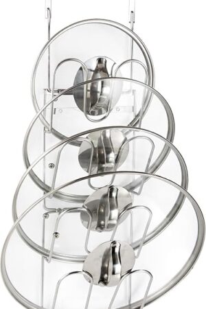 YQh The-Cabinet Pot Lid Organizer,Door Mounted Pot cover rack,Pot Lid Storage,Cabinet-Hanging Type Pot Lid Rack,304 stainless steel Pot cover support in kitchen, cabinet and food cabinet