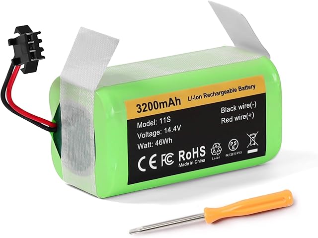 3200mAh Replacement Battery Compatible with Eufy RoboVac 11, 11S, 30C, 30, 35C, 15C, 15T, Ecovacs Deebot N79, N79S, 500, DN622 (3-Prong Connector)