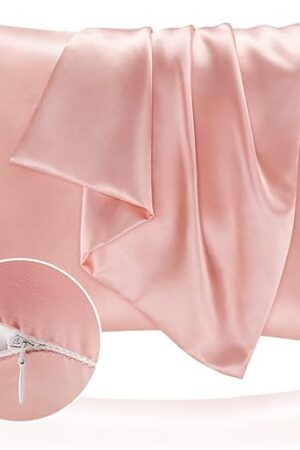 BEDELITE Satin Pillowcase with Zipper 2 Pack, Coral Pillow Cases Standard Size, Super Soft and Cooling Similar to Silk Pillow Cases, Gift for Women Men(20x26 Inches)