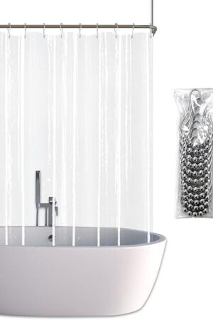 YISURE Clawfoot Tub Shower Curtain, Wrap Around Clear Shower Curtain Liner with 6 Bottom Magnets PEVA Extra Wide Bathtub Curtain for Bathroom Vintage Freestanding Tub 180โโW x 70โโL