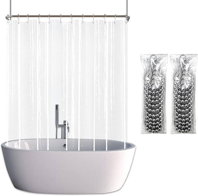 YISURE Clawfoot Tub Shower Curtain, Wrap Around Clear Shower Curtain Liner with 6 Bottom Magnets PEVA Extra Wide Bathtub Curtain for Bathroom Vintage Freestanding Tub 180’’W x 70’’L