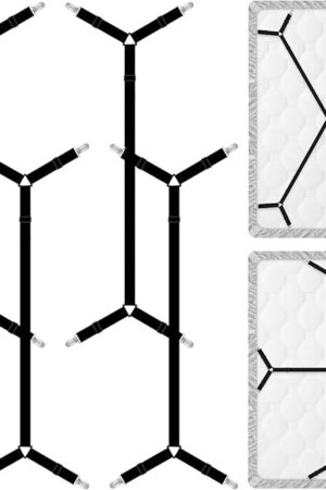 4 Pcs Bed Sheet Straps, Adjustable Fitted Sheet Clips Keeping Sheets Place Heavy Duty,Sheet Straps,Mattress Sheet Holders Keep Sheets Firm & Tight (Black)