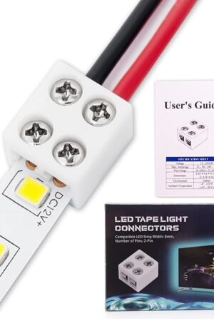 20 PCS 2-Pin 8mm Solderless LED Strip Connectors, Reliable and Easy-to-Install, Solidly Connected LED Light Connectors
