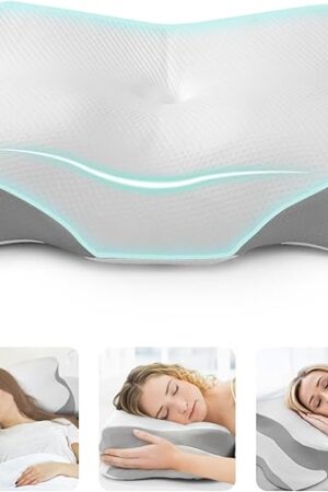 Cervical Neck Pillow for Pain Relief - Memory Foam Cooling Pillow for Side Sleepers, Adjustable Orthopedic Pillow with Removable Breathable Cover, Neck Support Pillow for Adults